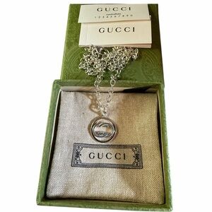 NIB Gucci Interlocking G Sterling Silver Necklace - 100% Authentic
